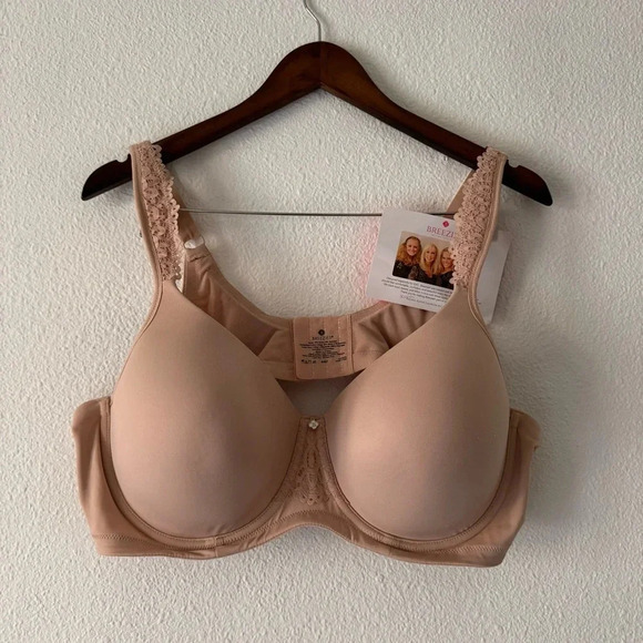NEW Breezies Luxe Lace Underwire TShirt Bra Sunbeige Chic Everyday 44D Plus - Picture 11 of 11